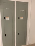 Commercial electrical panelboards installed side by side