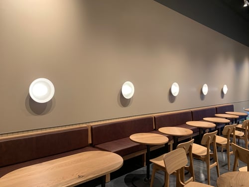 Restaurant dining room with commercial lighting installed by Adrian Electric