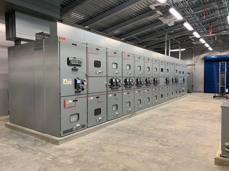 Industrial switchgear lineup installed by Adrian Electric