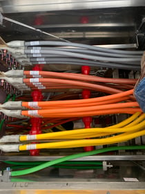 Color-coded large power feeders landed in industrial equipment