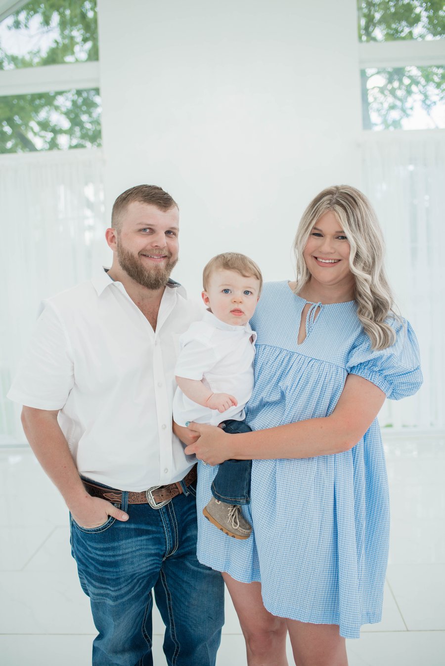 Jacob Adrian, owner of Adrian Electric, with his family in El Campo, Texas