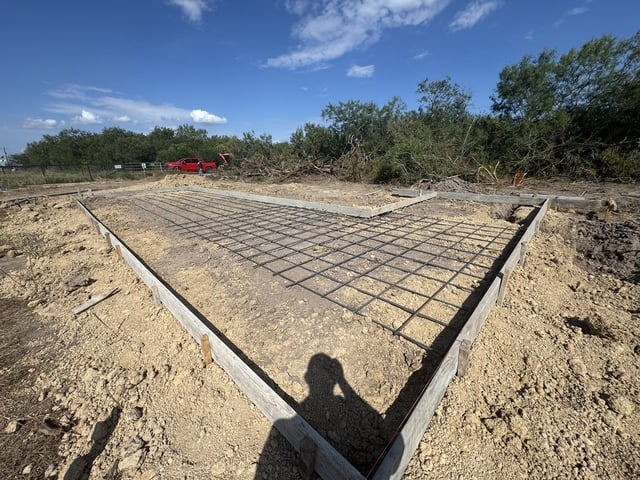 Formed and reinforced equipment pad ready for concrete